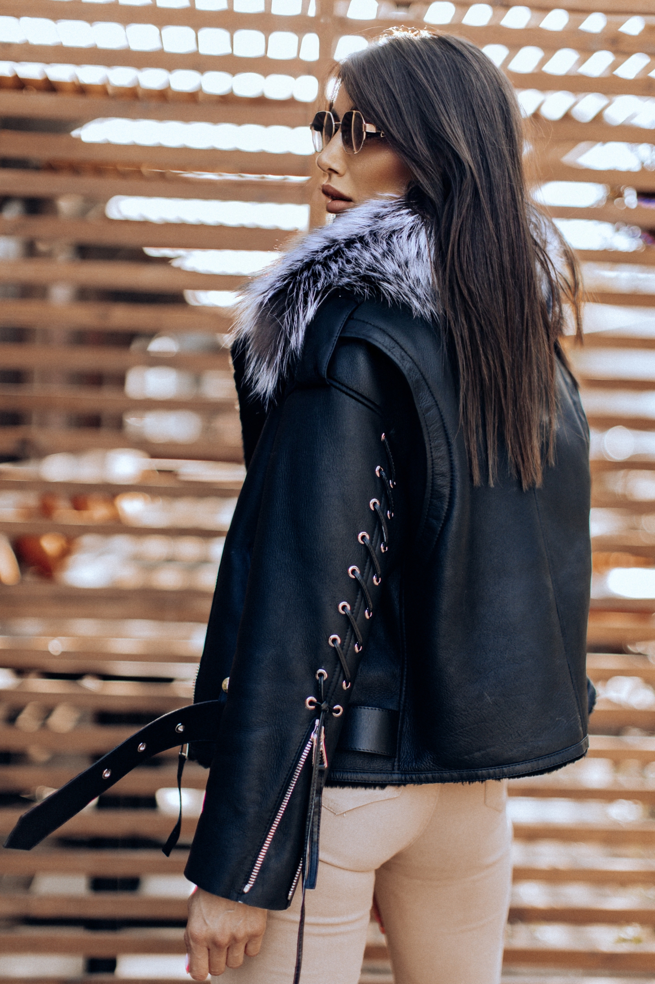 Дубленка авиатор из натуральной овчины