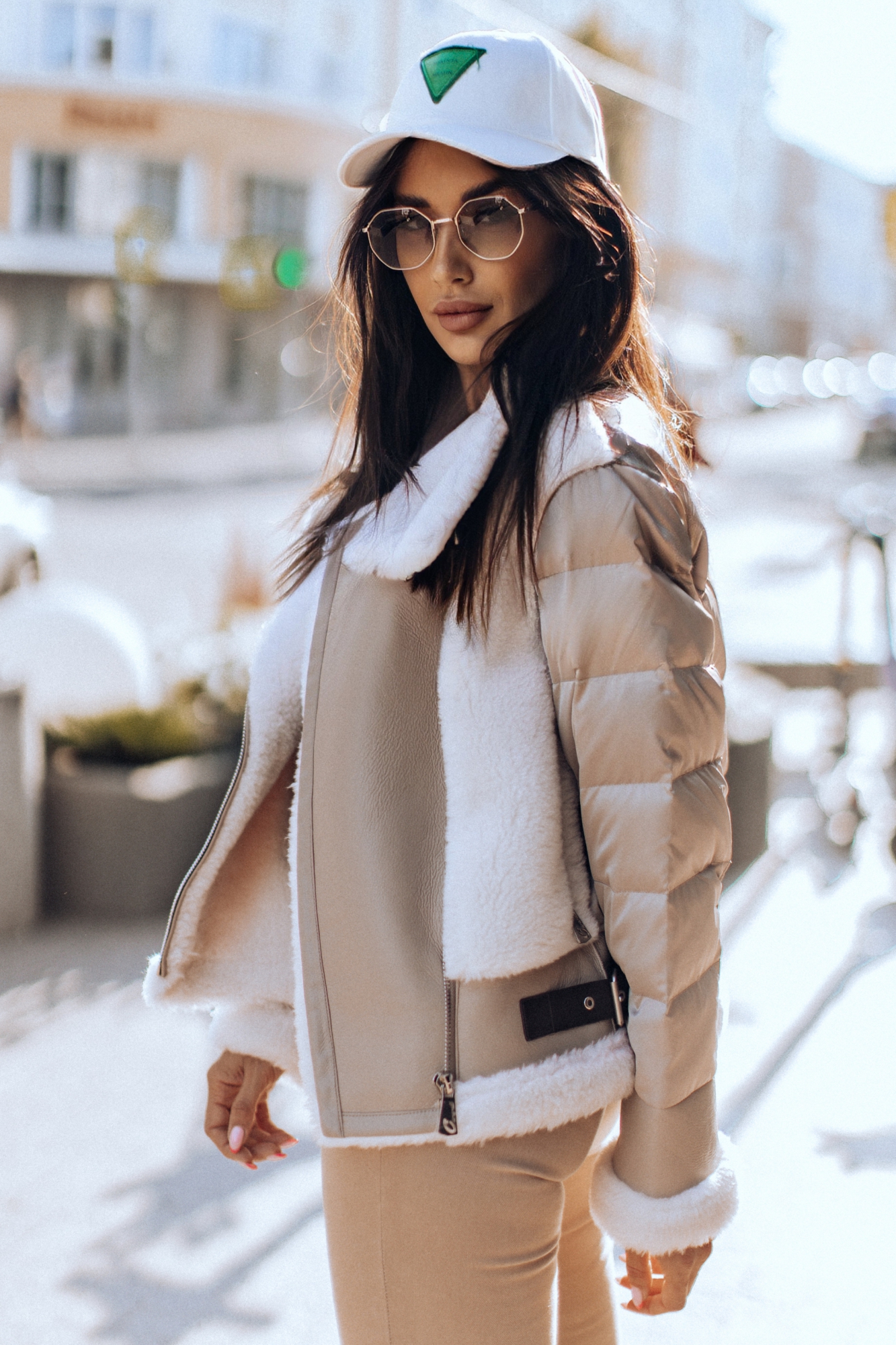 Комбинированная дубленка из овчины