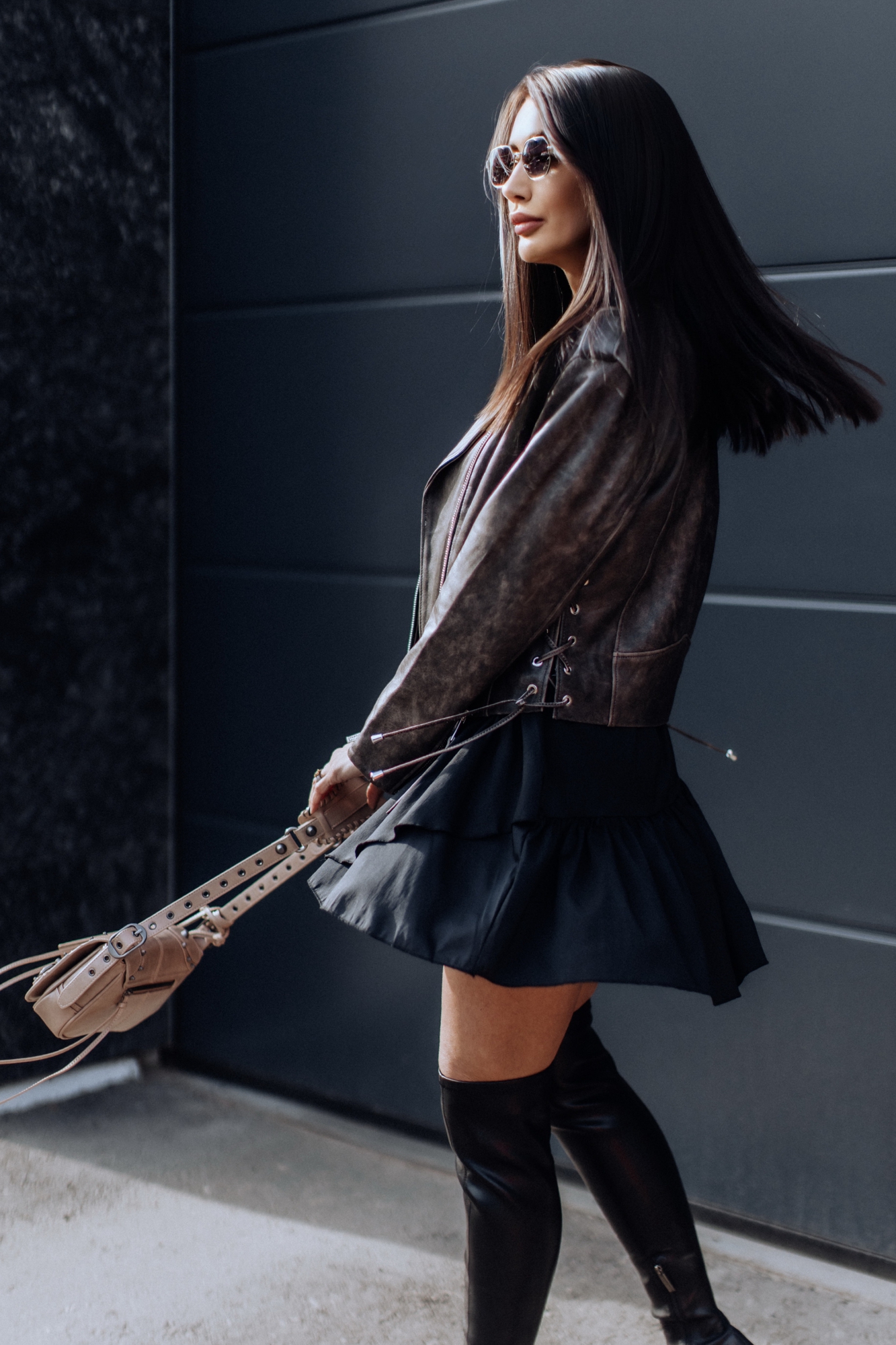 Косуха из коричневой винтажной кожи