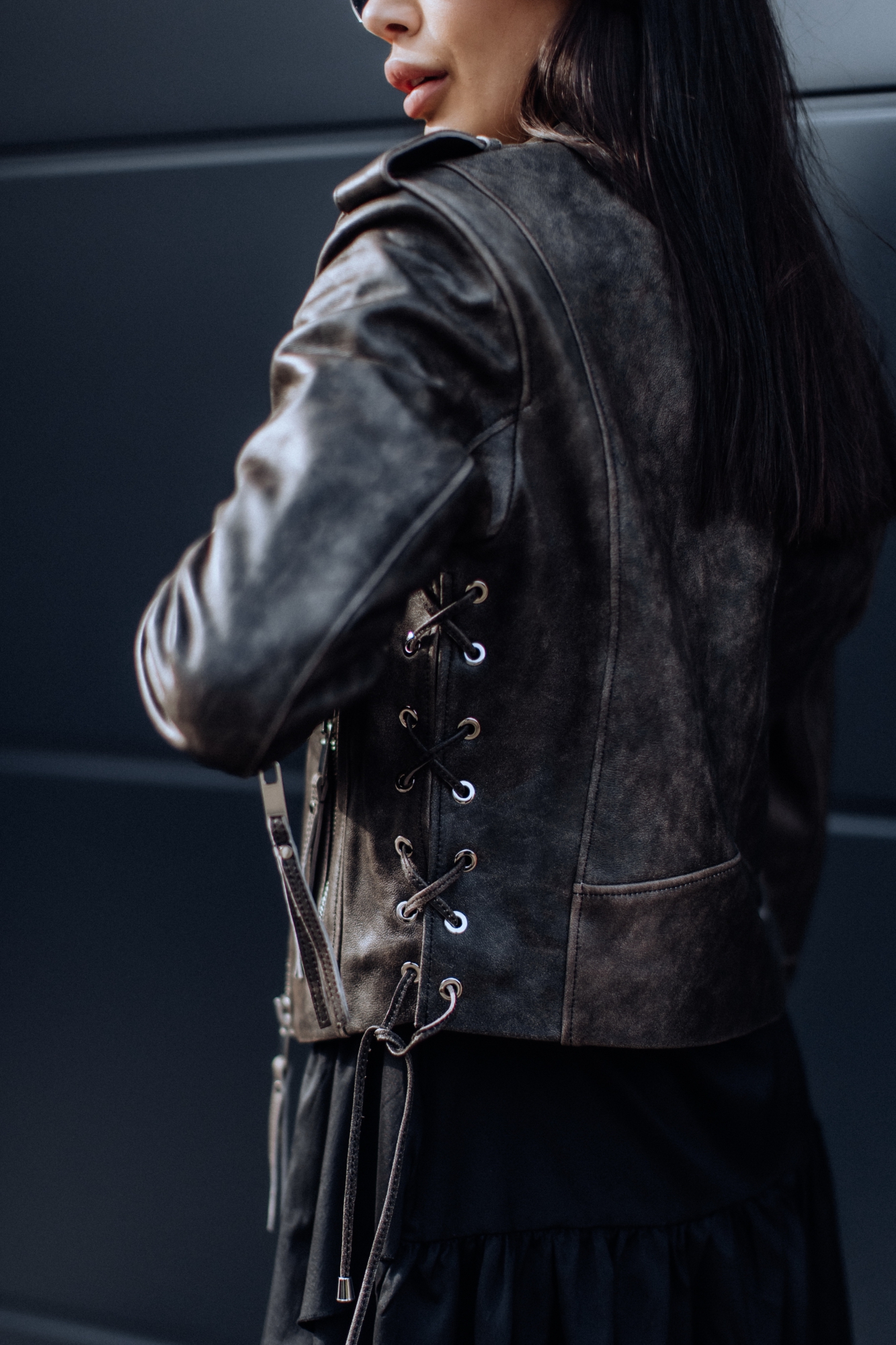 Косуха из коричневой винтажной кожи