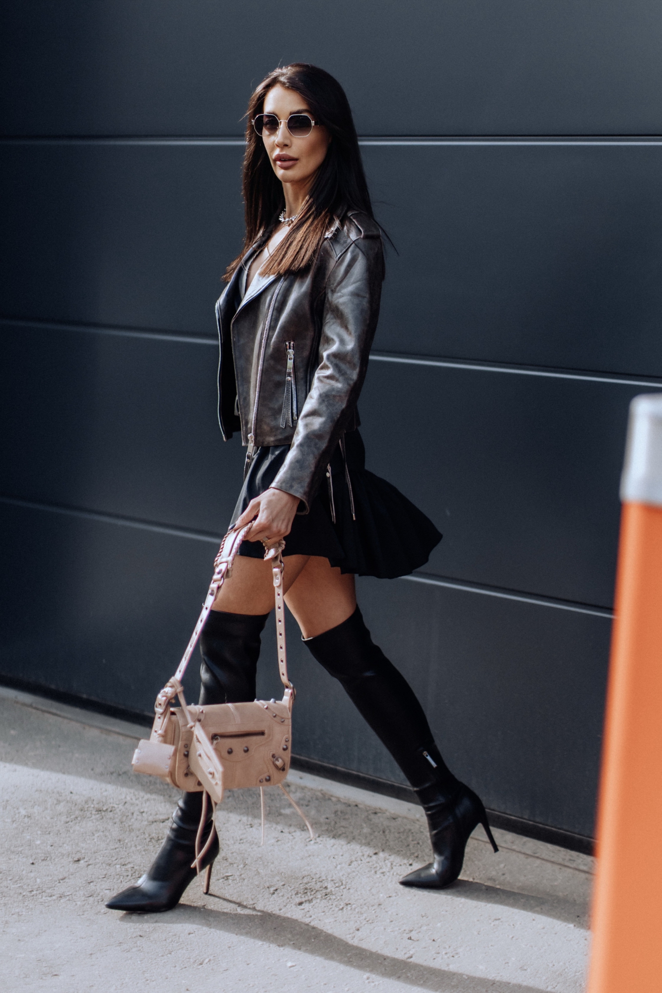 Косуха из коричневой винтажной кожи