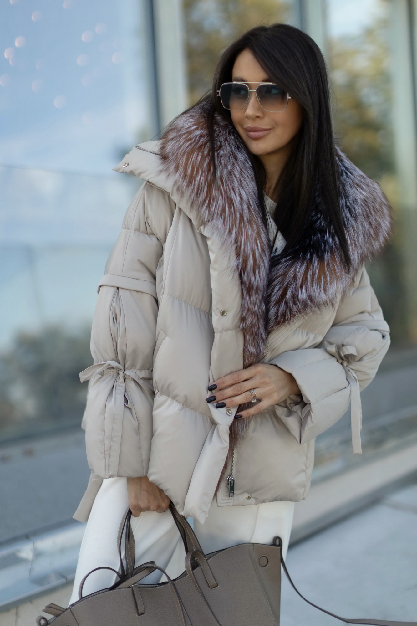 Пуховичок с мехом лисы