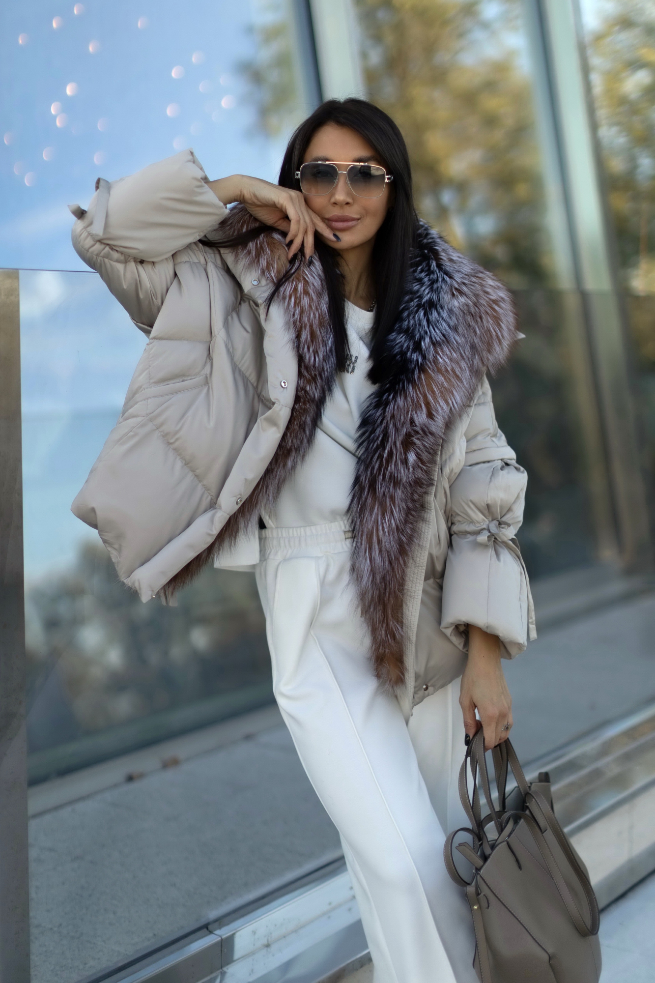 Пуховичок с мехом лисы