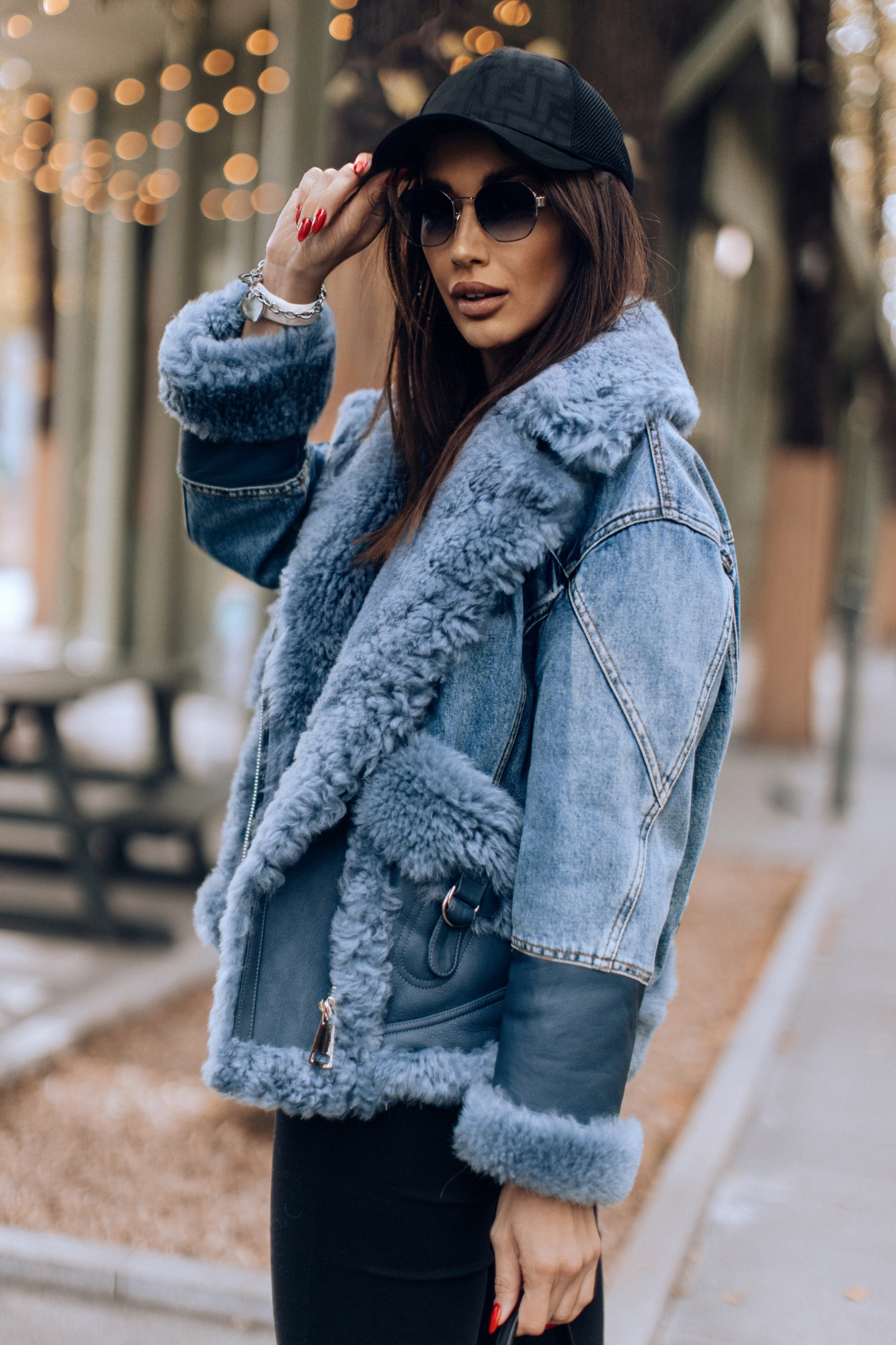 Джинсовая куртка дубленка с овчиной