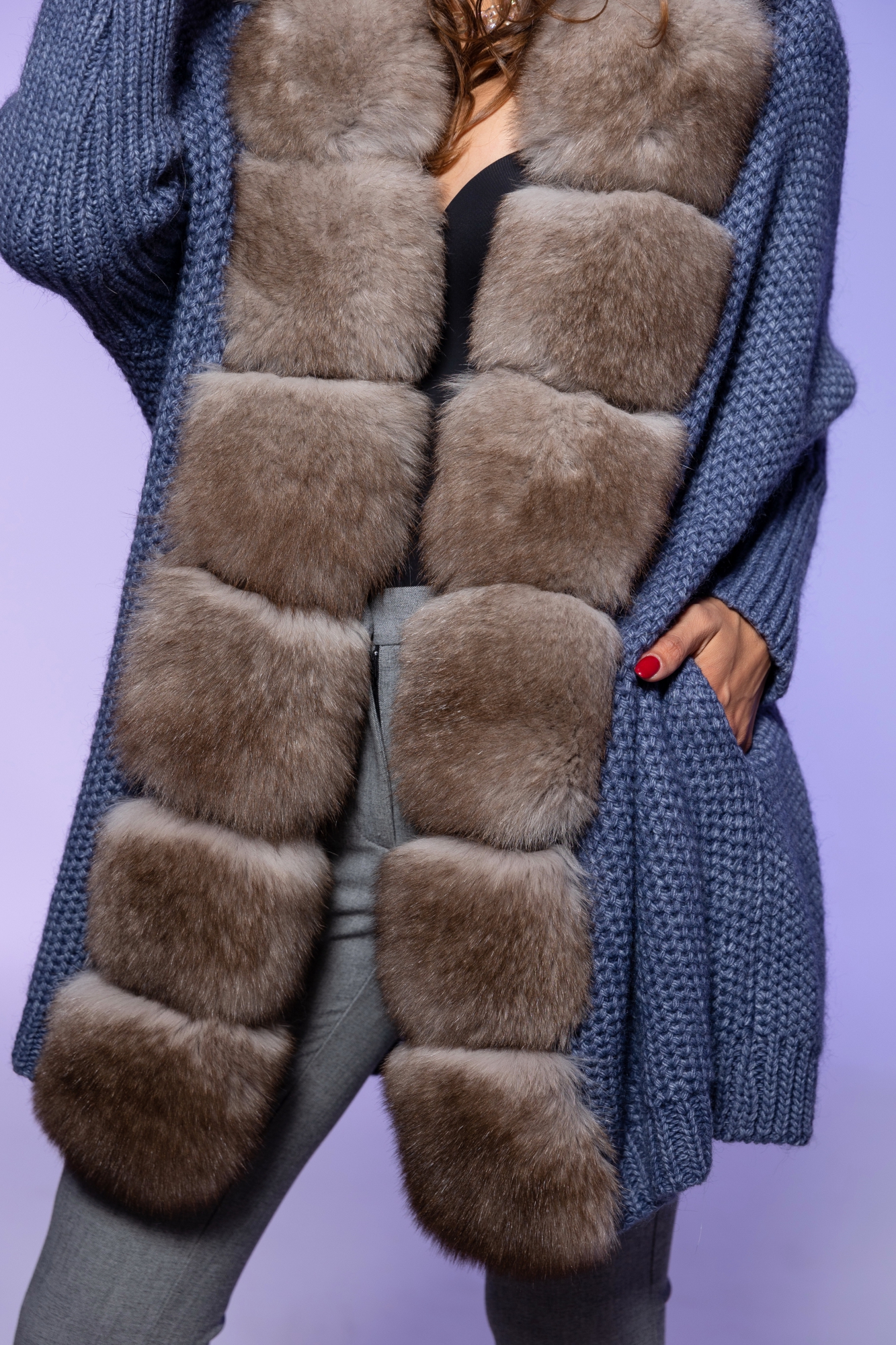 Кардиган с мехом финского песца