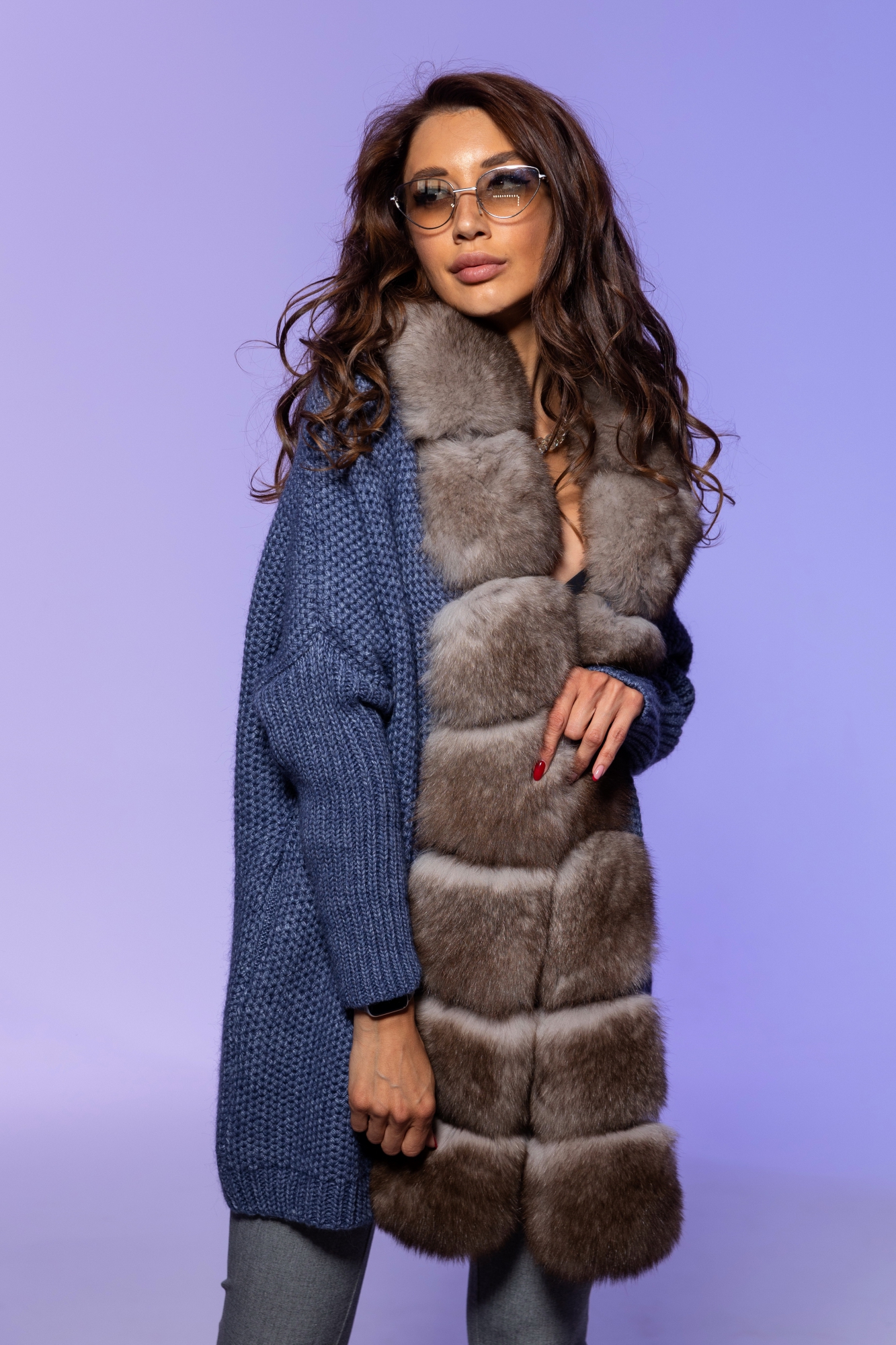 Кардиган с мехом финского песца