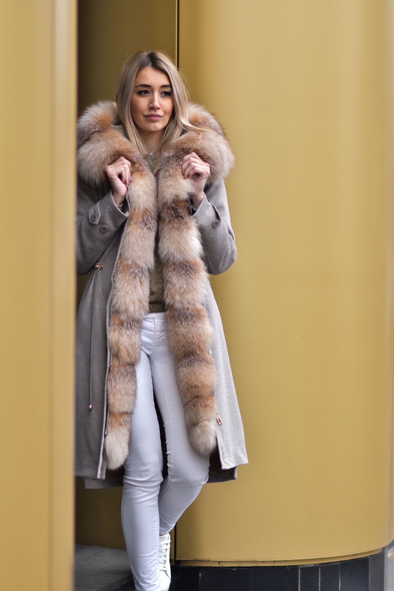 Кашемировая парка с мехом лисы