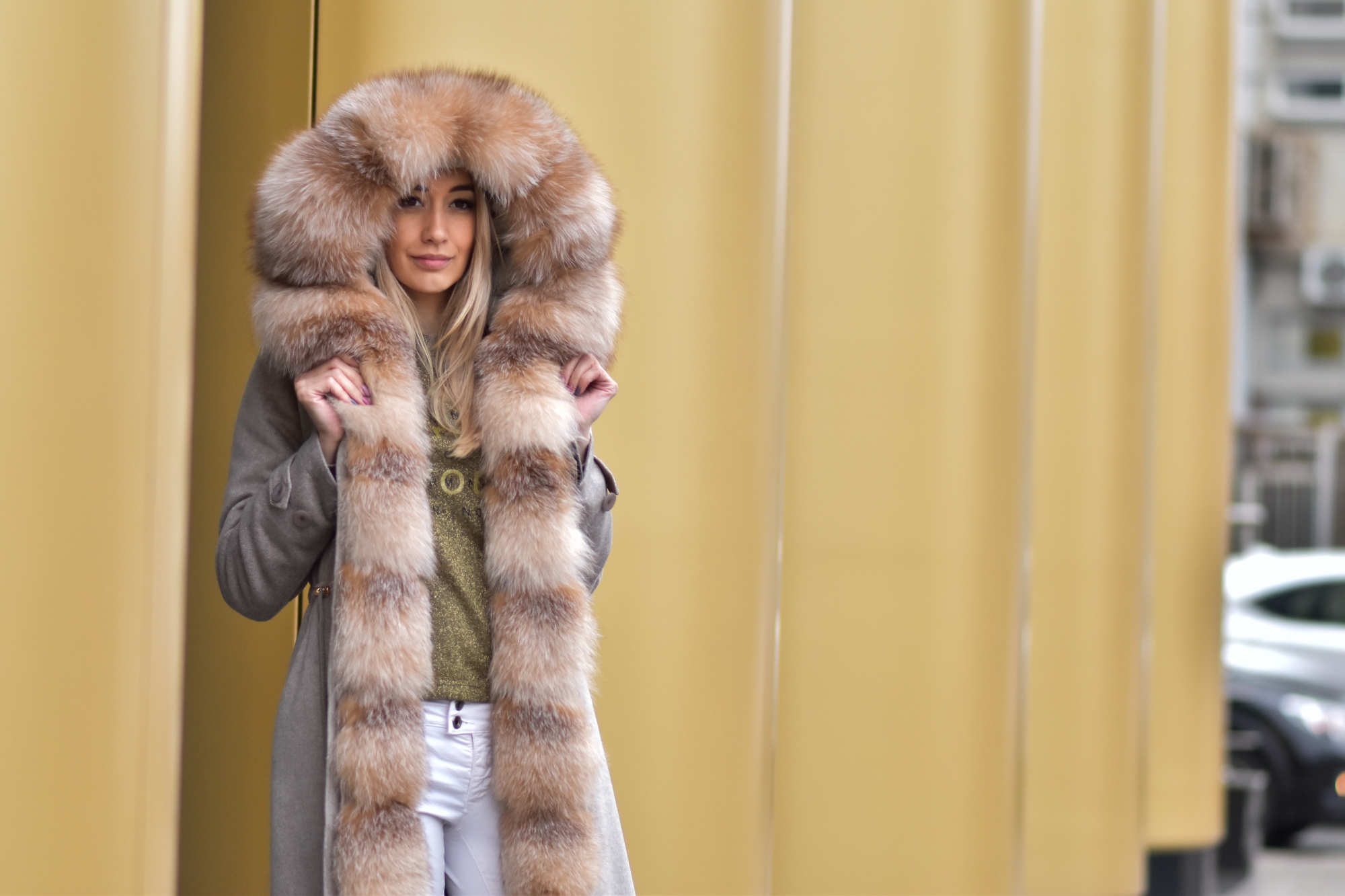 Кашемировая парка с мехом лисы