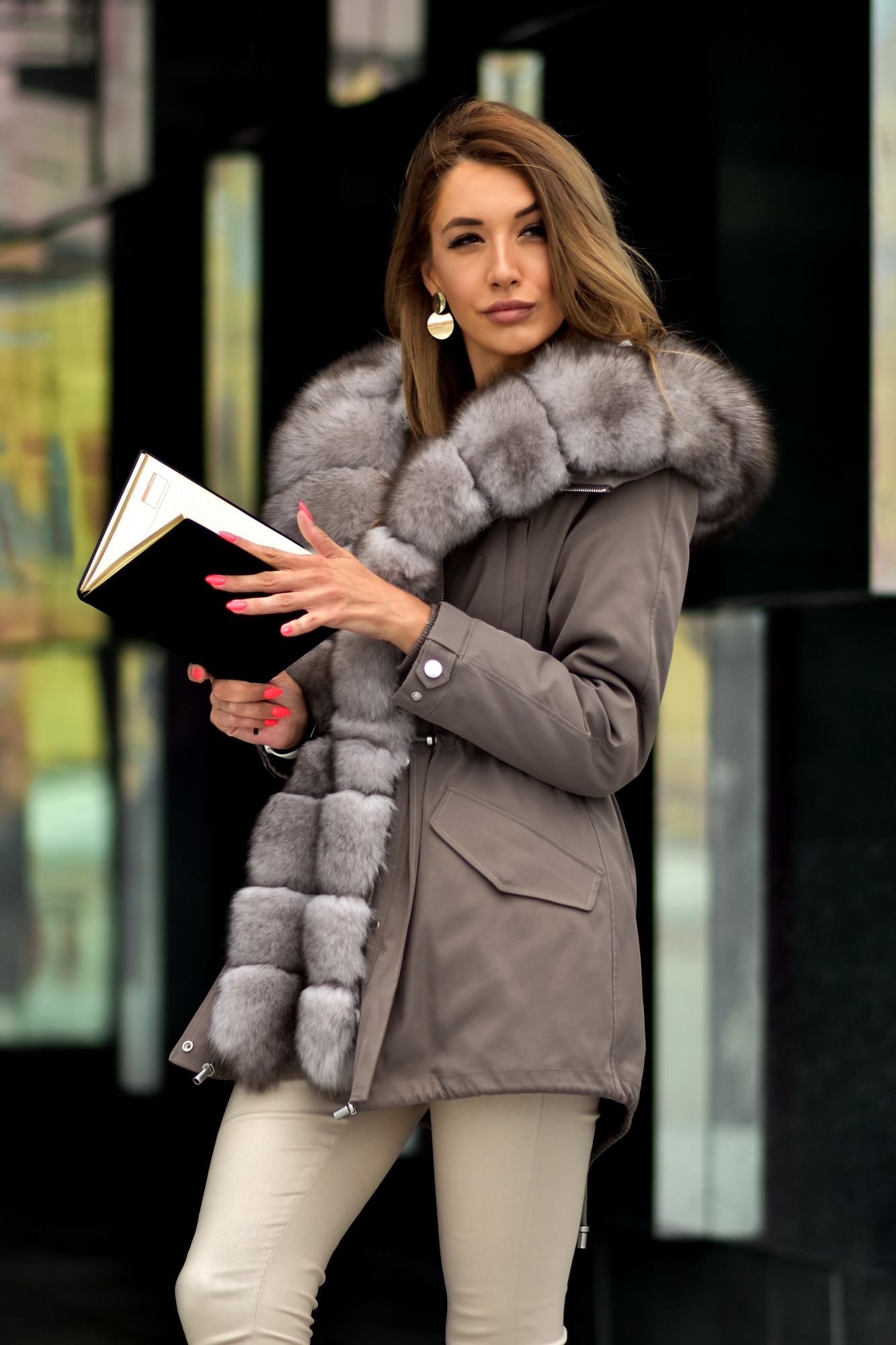 Укороченная парка в цвете Капучино