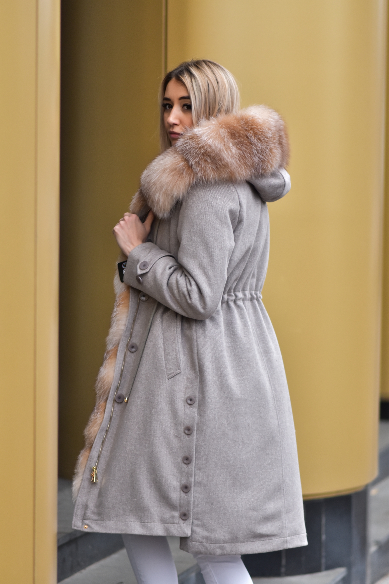 Кашемировая парка с мехом лисы