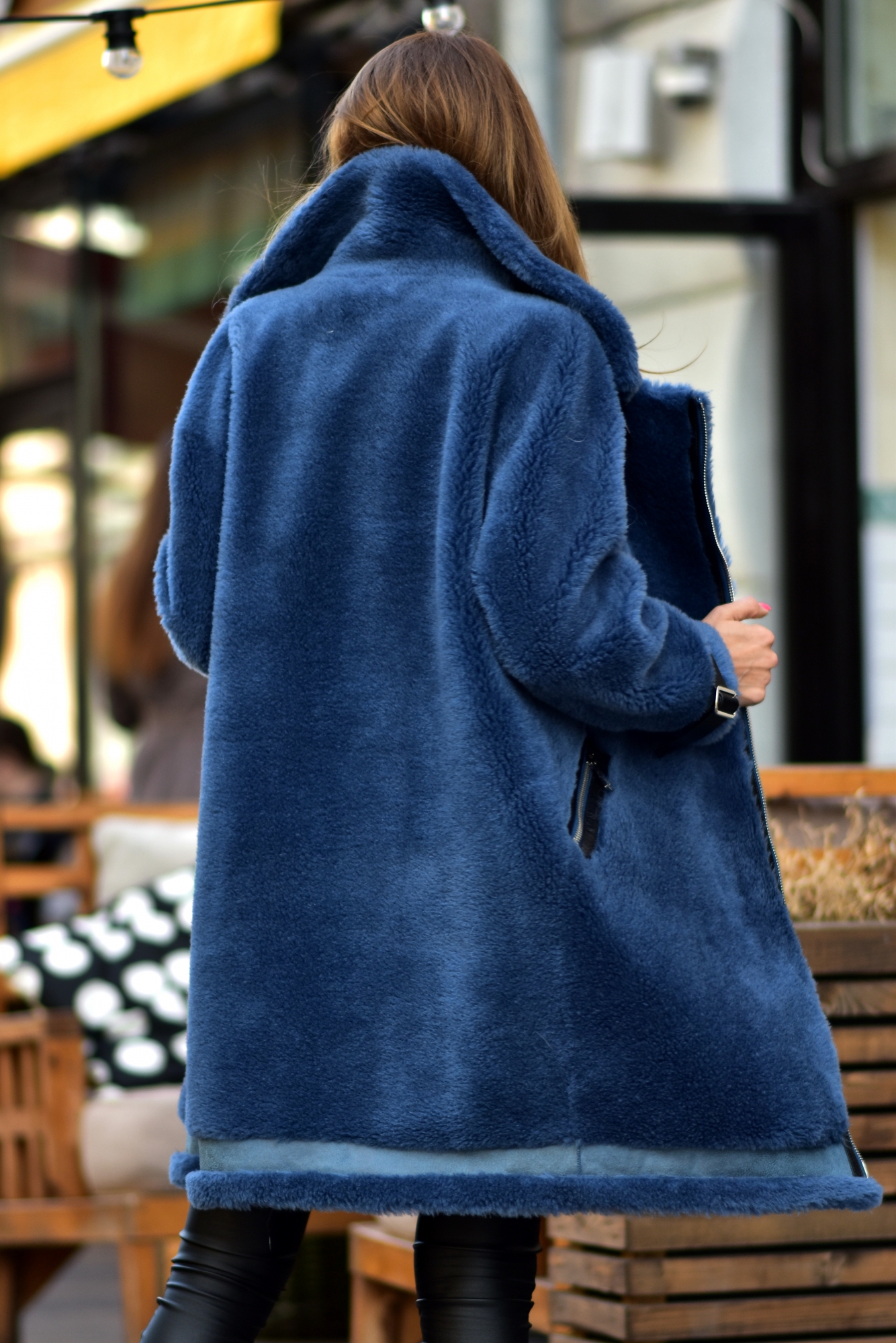 Удлиненная дубленка - эко шуба