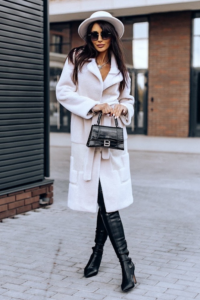 Шубка пальто из стриженной шерсти