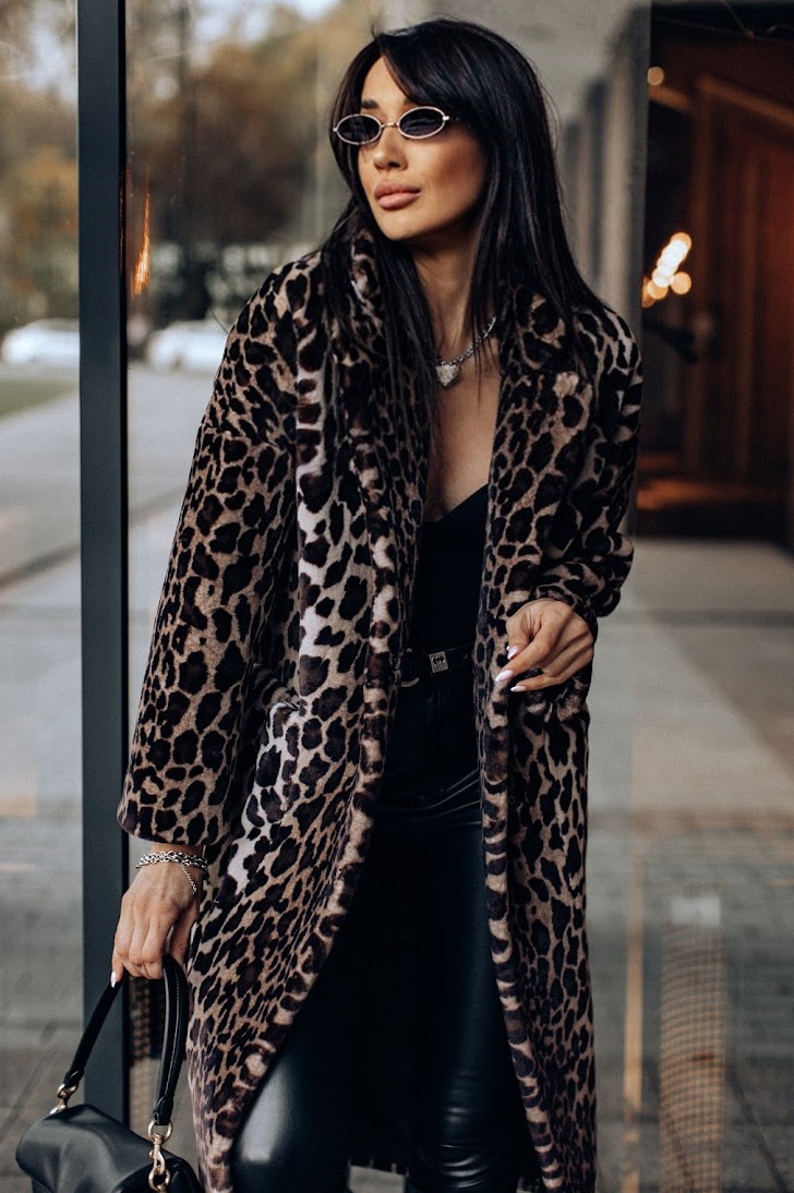 Шубка с ангорой в леопардовой расцветке