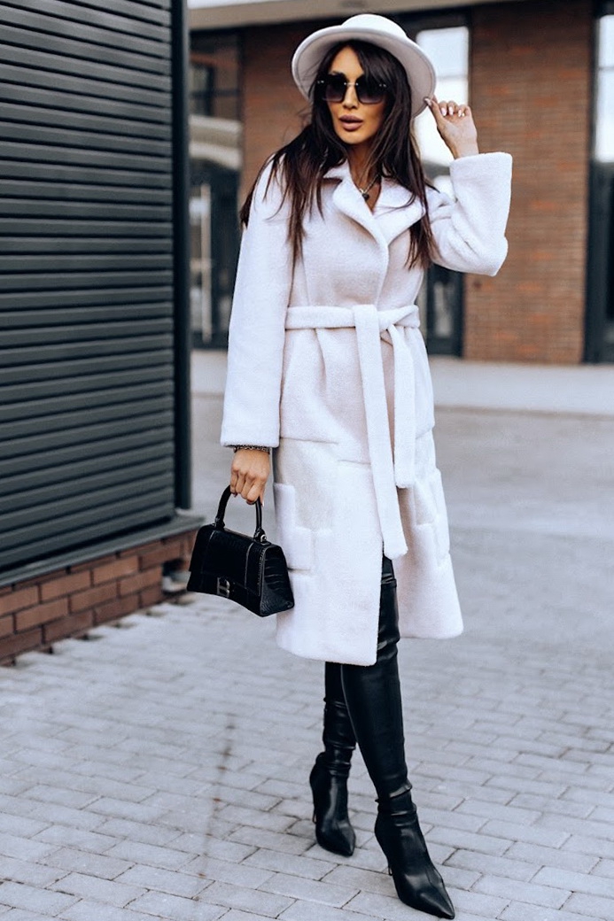 Шубка пальто из стриженной шерсти