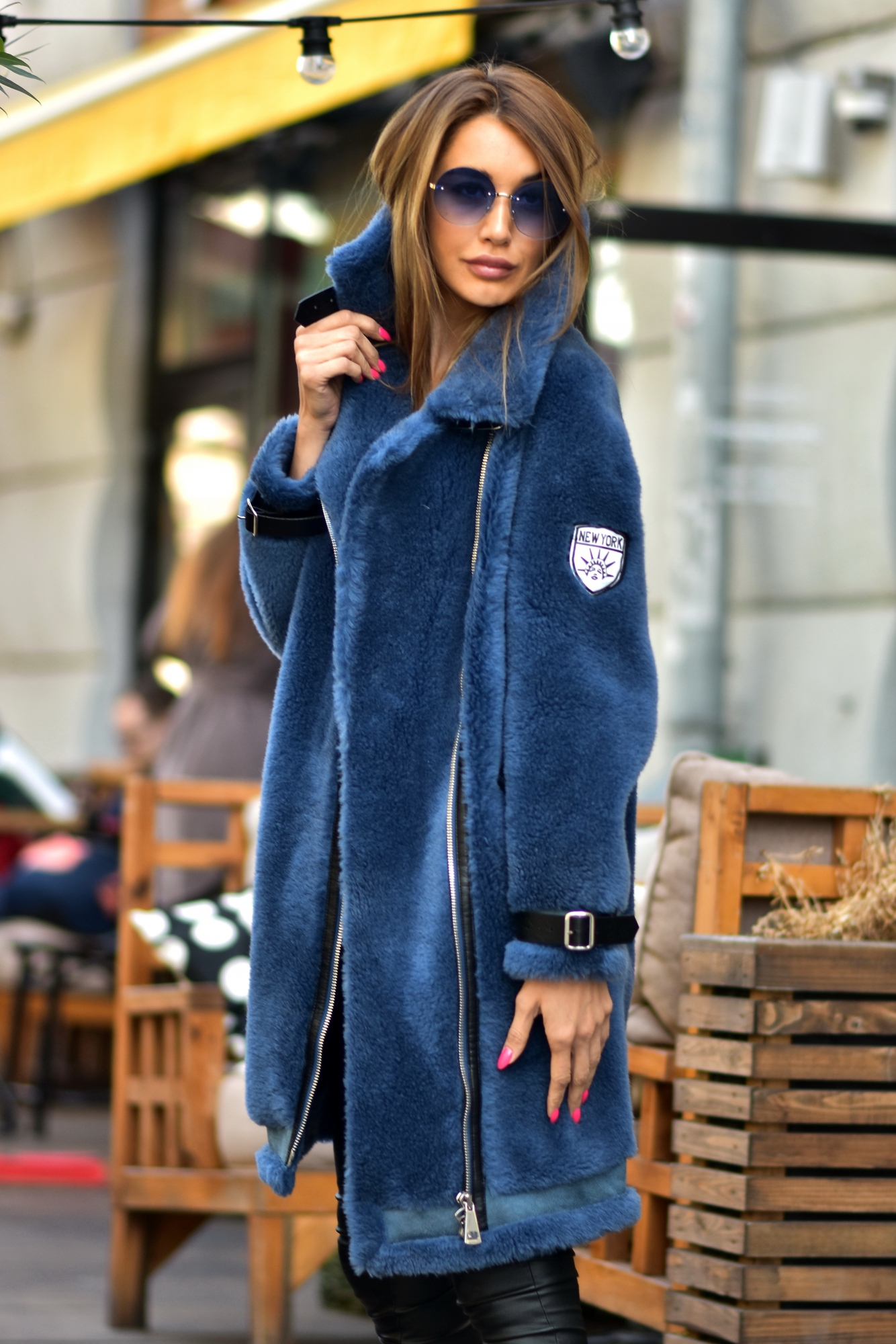 Удлиненная дубленка - эко шуба