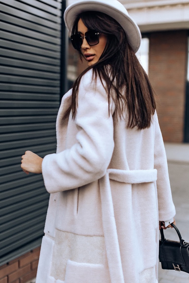 Шубка пальто из стриженной шерсти