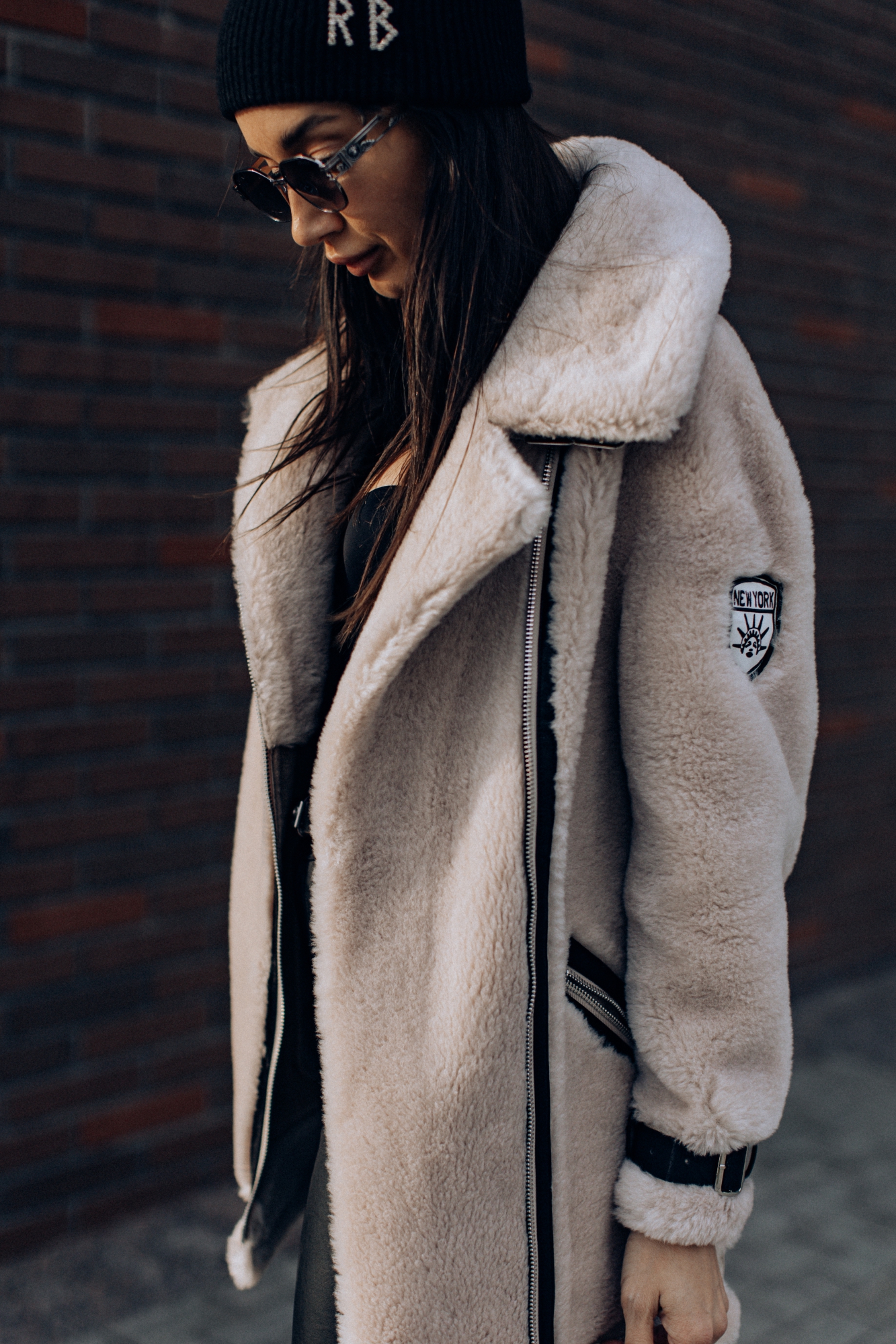 Шуба авиатор из овечьей шерсти