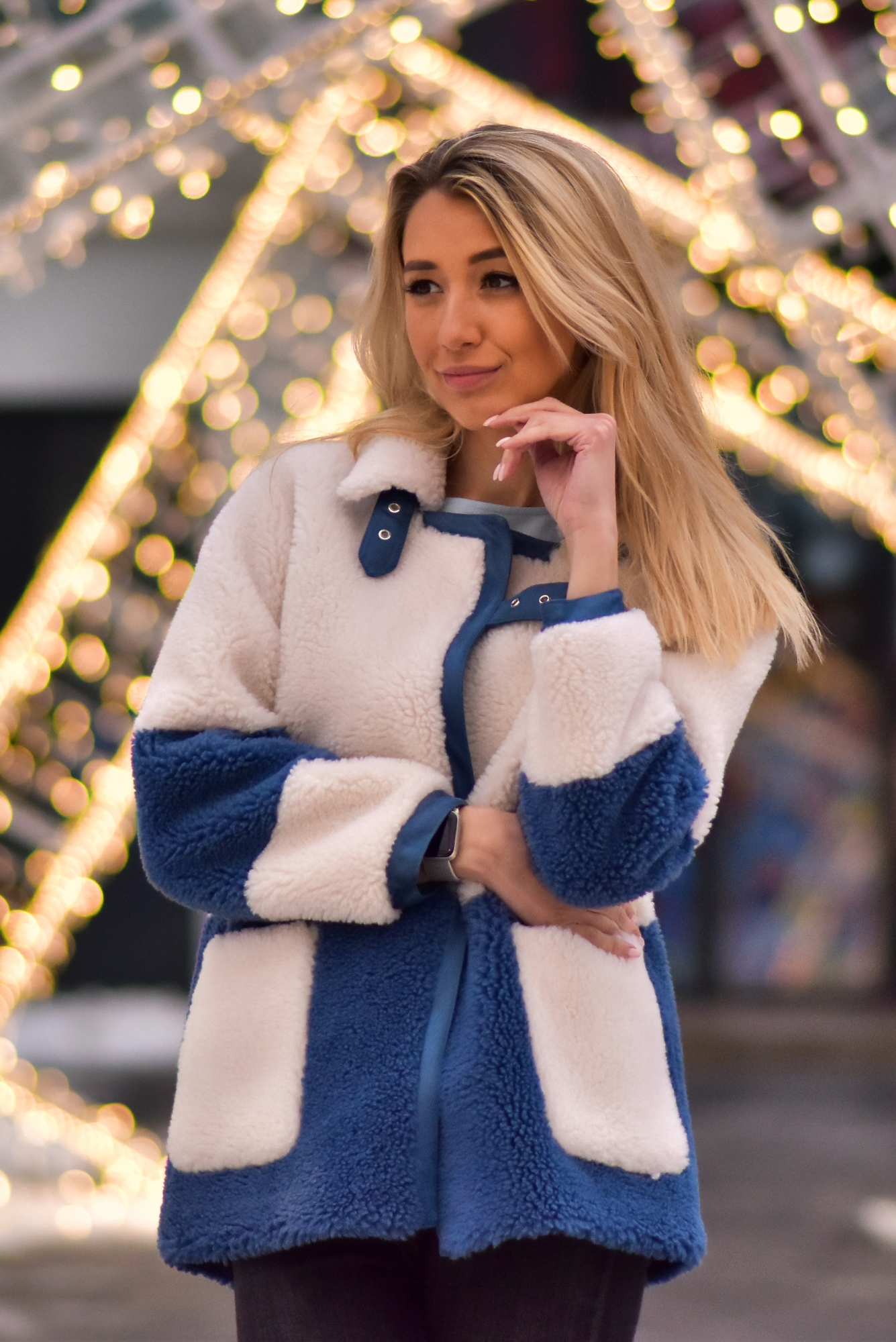 Двухцветная эко шуба