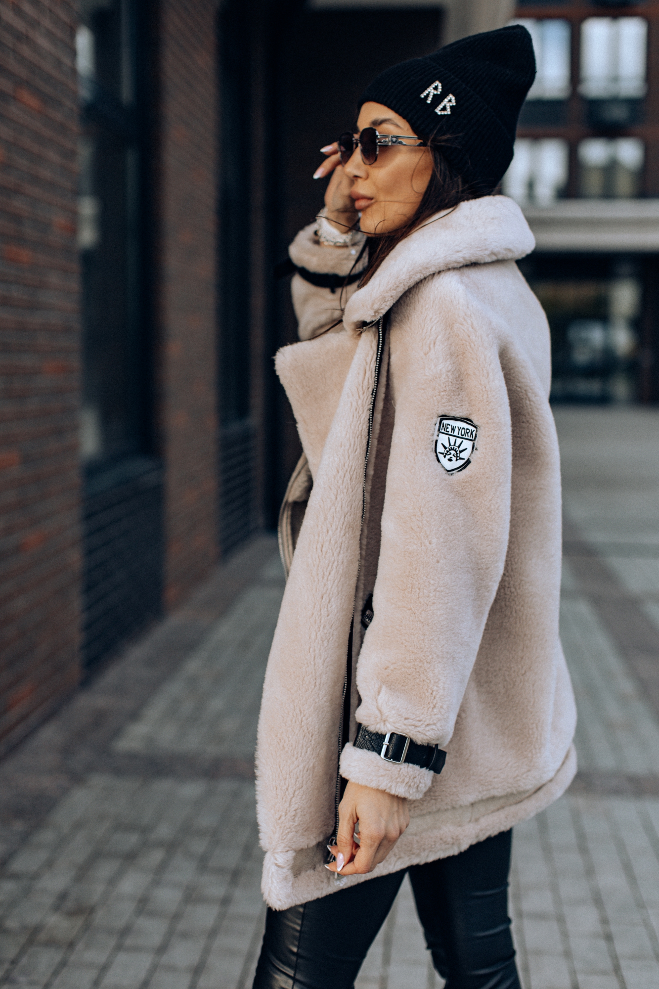 Шуба авиатор из овечьей шерсти