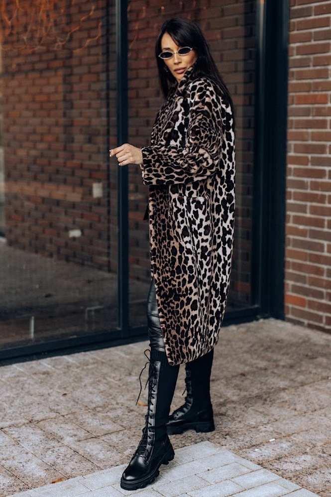 Шубка с ангорой в леопардовой расцветке