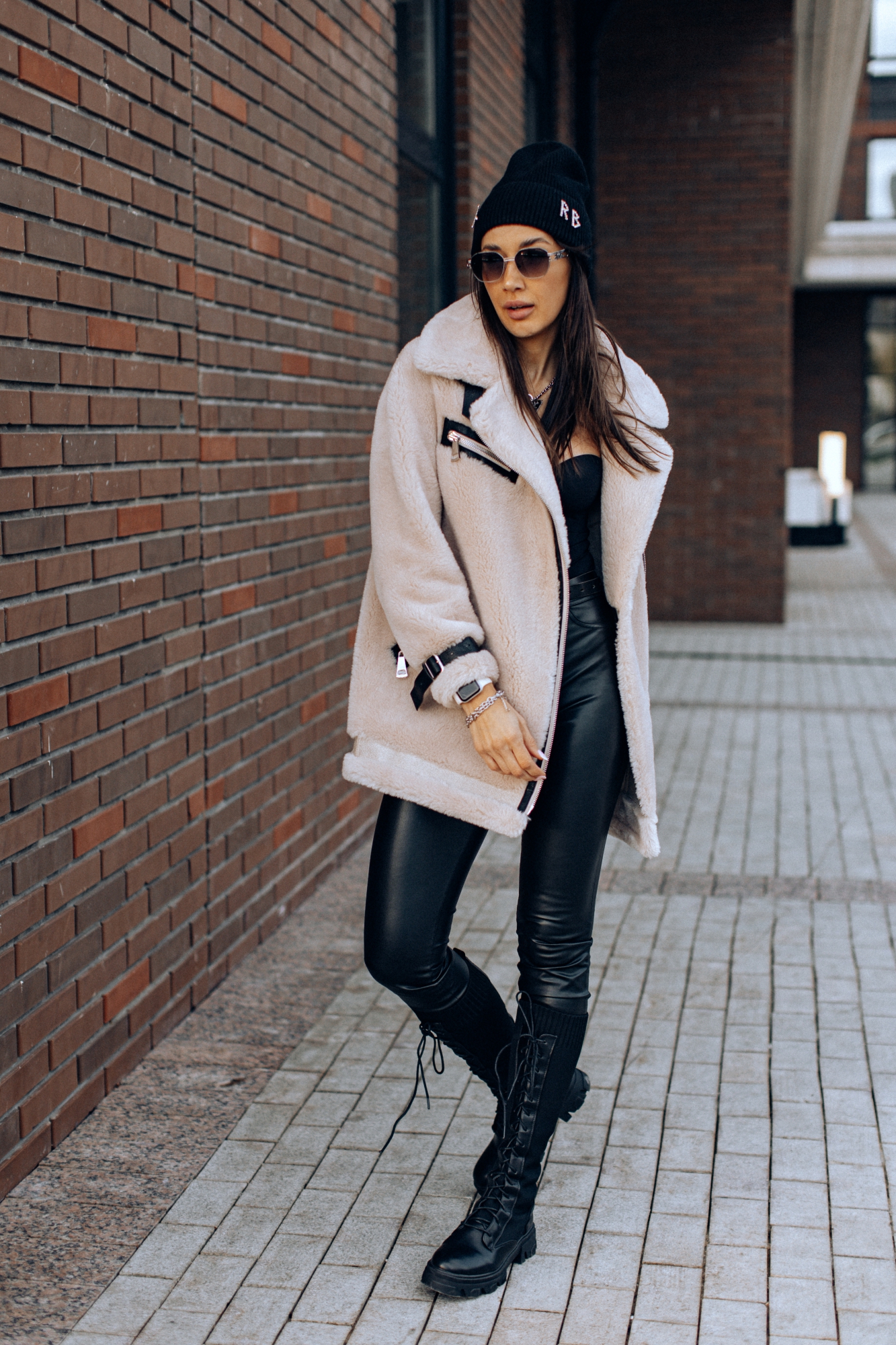 Шуба авиатор из овечьей шерсти